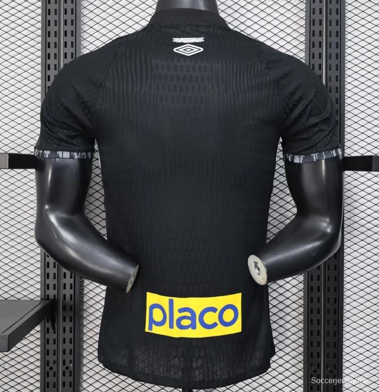 إصدار اللاعب 25/26 قميص نادي سانتوس لكرة القدم أسود بنقشة هندسية