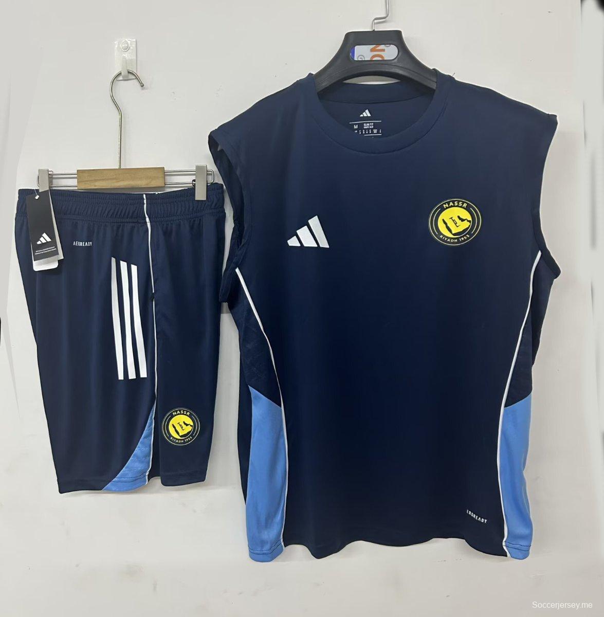 25/26 النصر سترة النصر سترة قميص أزرق ملكي+ شورت أزرق ملكي