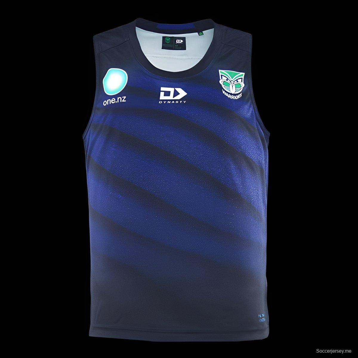25/26 محاربو نيوزيلندا المحاربون النيوزيلنديون أزرق داكن مع خطوط قطرية متدرجة زرقاء قميص تدريب منفرد