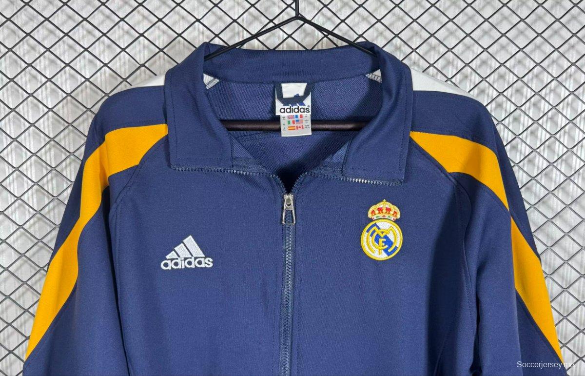 جاكيت ريترو 98/99 ريال مدريد أزرق داكن/أصفر بسحاب كامل