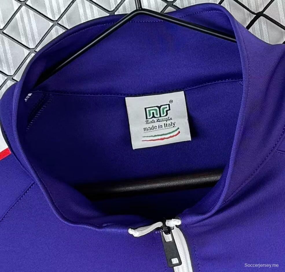 سترة واقية من الرياح بزر سحاب كامل باللون الأرجواني من فيورنتينا موسم 85/86