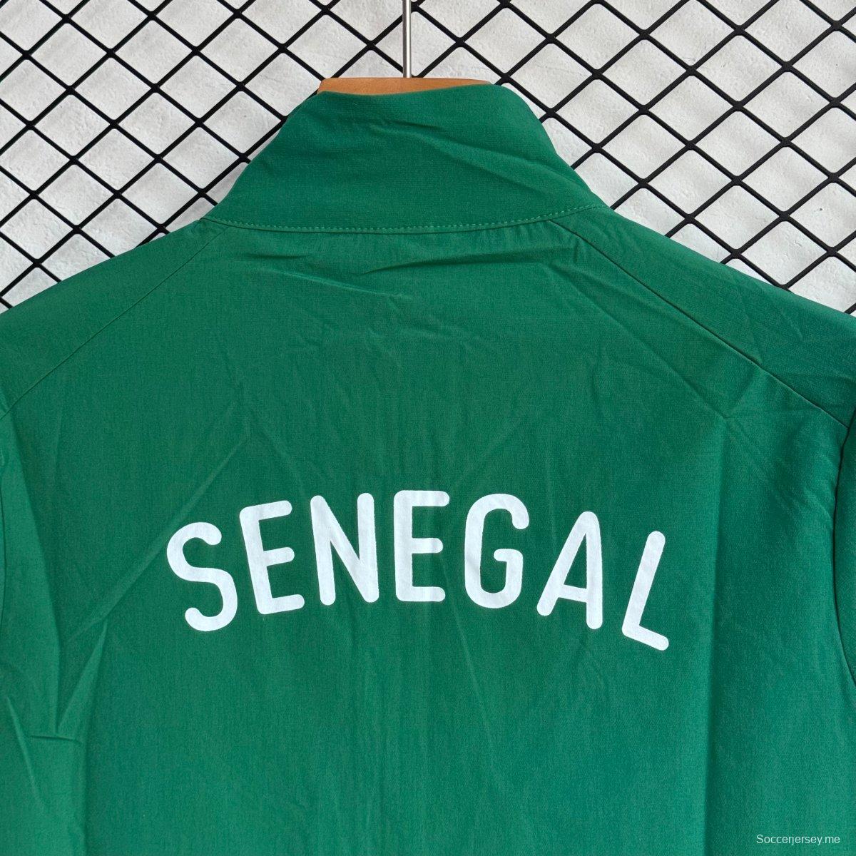 25/26 منتخب السنغال الوطني سترة خضراء بسحاب كامل بدلة رياضية + بنطال طويل