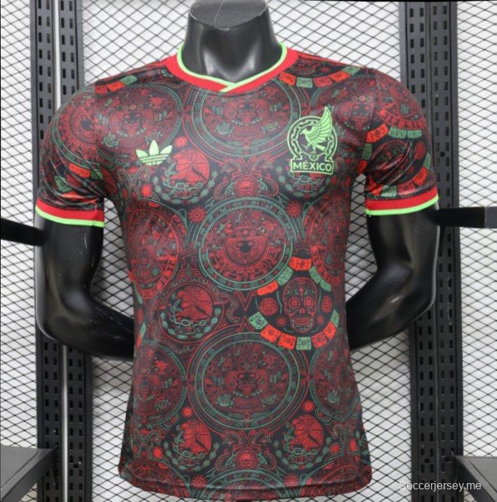 قميص اللاعب الإصدار 2026 المكسيك  أسود مع تصميم التقويم الأزتيكي و"يوم الموتى" - إصدار خاص